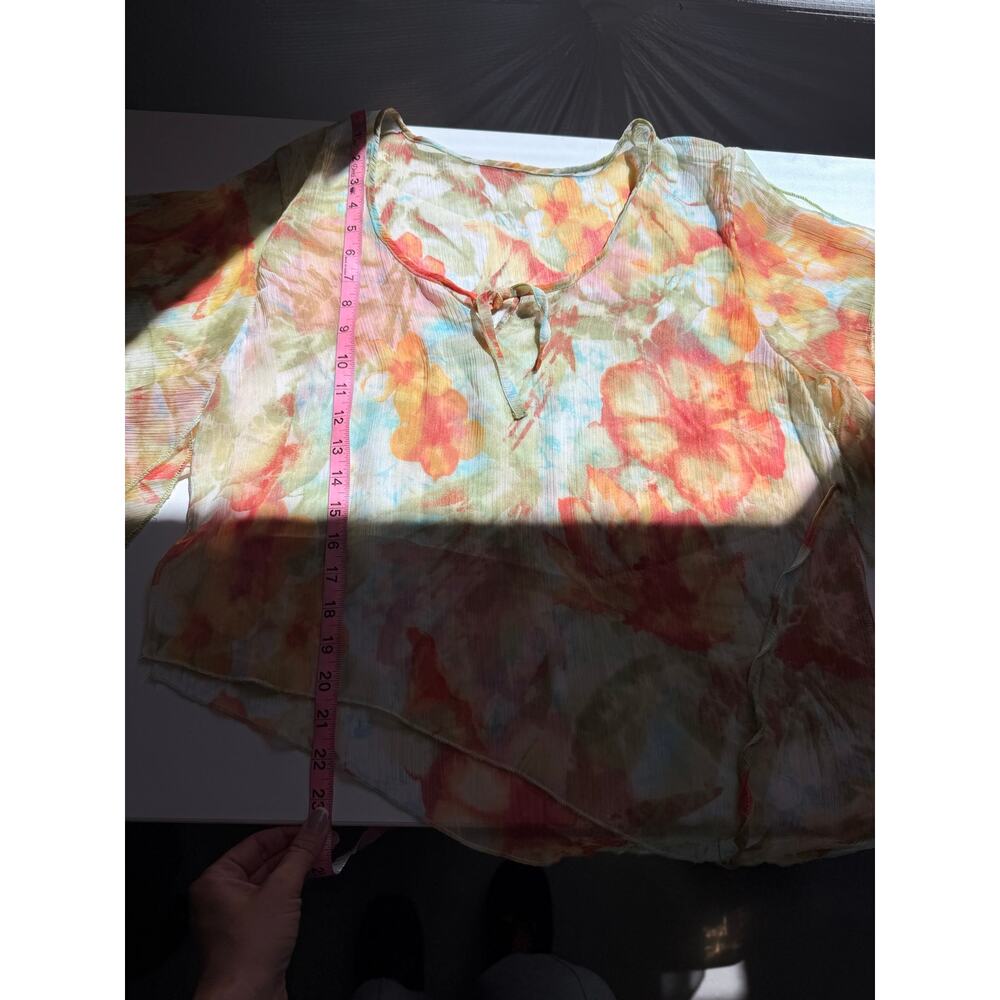 Womens Boho Sheer Floral 2pc Set Palazzo Pants Overlay Shorts Resort Y2K Size L - Picture 14 of 16